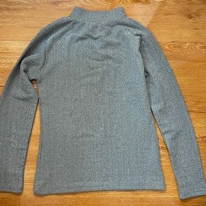 Women's NWOT Glittery Gray Silver Mockneck Keyhole Back Sweater